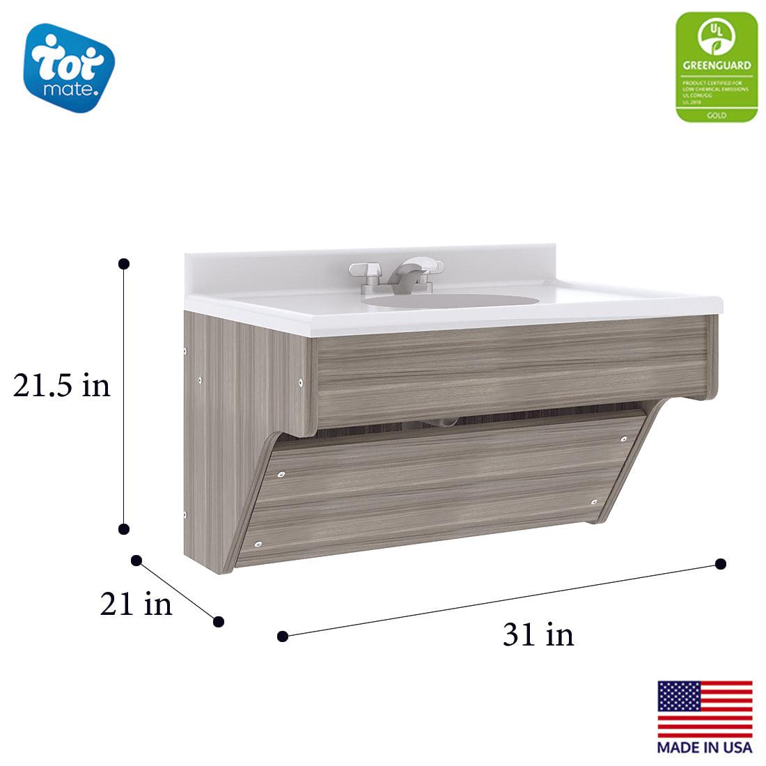 Single Wall Vanity, Ready-To-Assemble, Shadow Elm Gray, 21.5"H x 31"W x 21"D