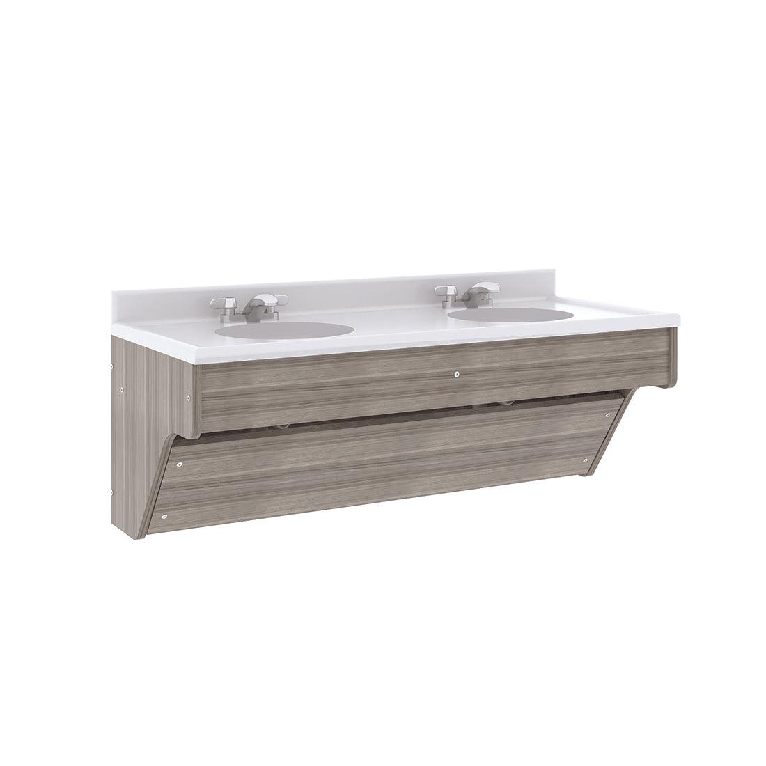 Double Wall Vanity, Ready-To-Assembled, Shadow Elm Gray, 21.5"H x 49"W x 21"D