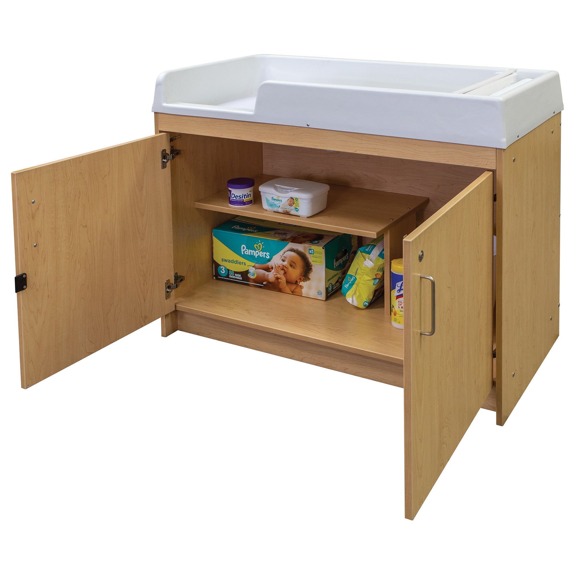 Infant Changing Table, Assembled, Maple/Maple, 37.5"H x 47"W x 23.5"D