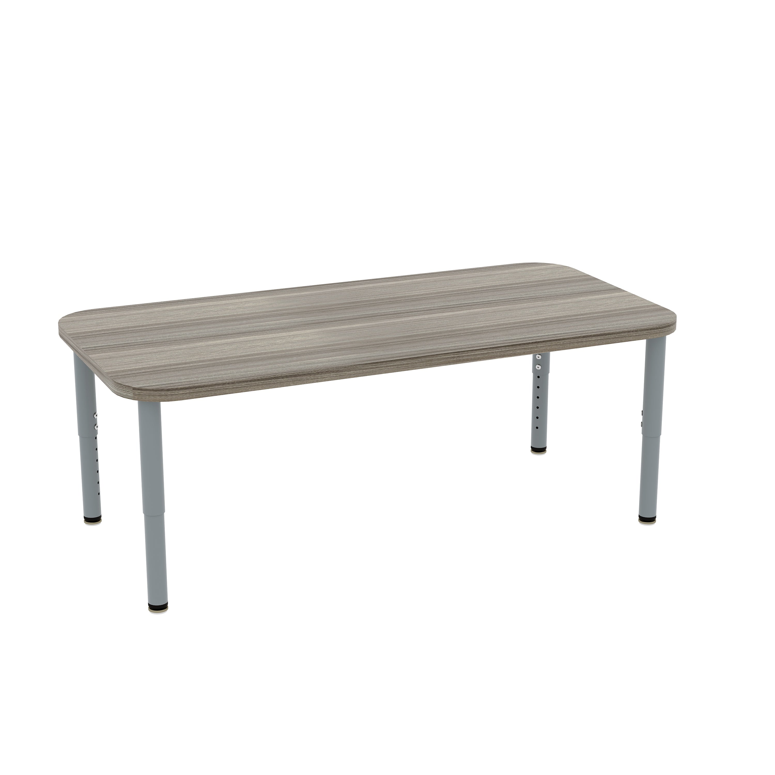 Rectangular Table, Adjustable Height Legs, Table Top Height Range 21" to 30", Ready-To-Assemble, Shadow Elm Gray, 21-30"H x 48"W x 24"D