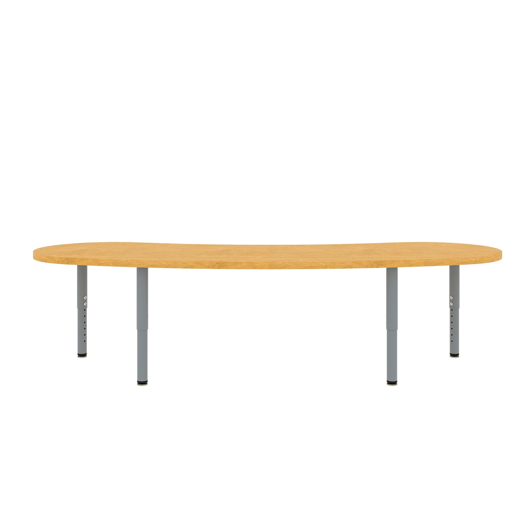Curved Table, Adjustable Height Legs, Table Top Height Range 21" to 30", Ready-To-Assemble, Maple/Maple, 21-30"H x 72"W x 26"D