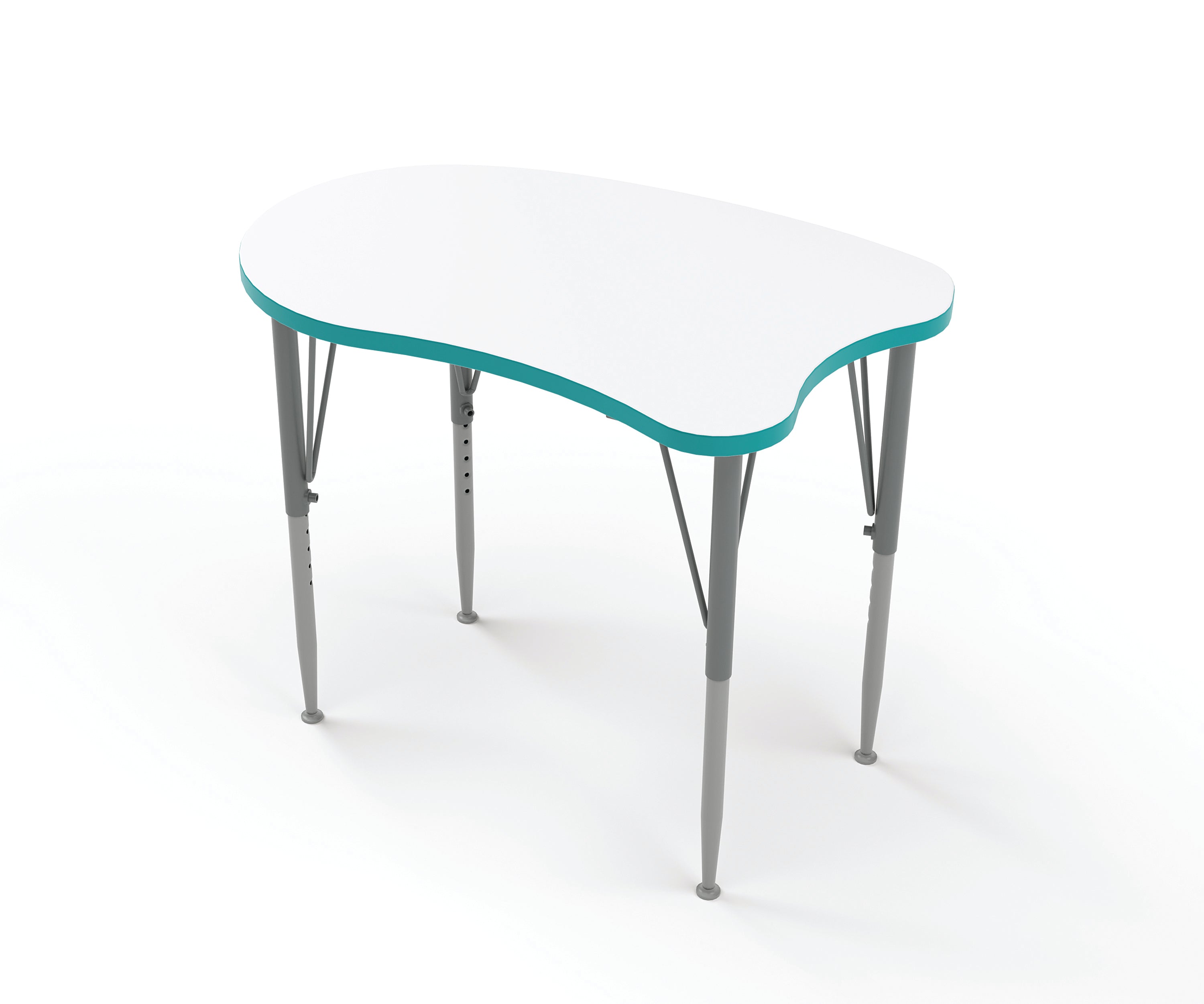 Curve Desk, Small, Short, White, Ocean, 14-23"H x 31.5"W x 20"D