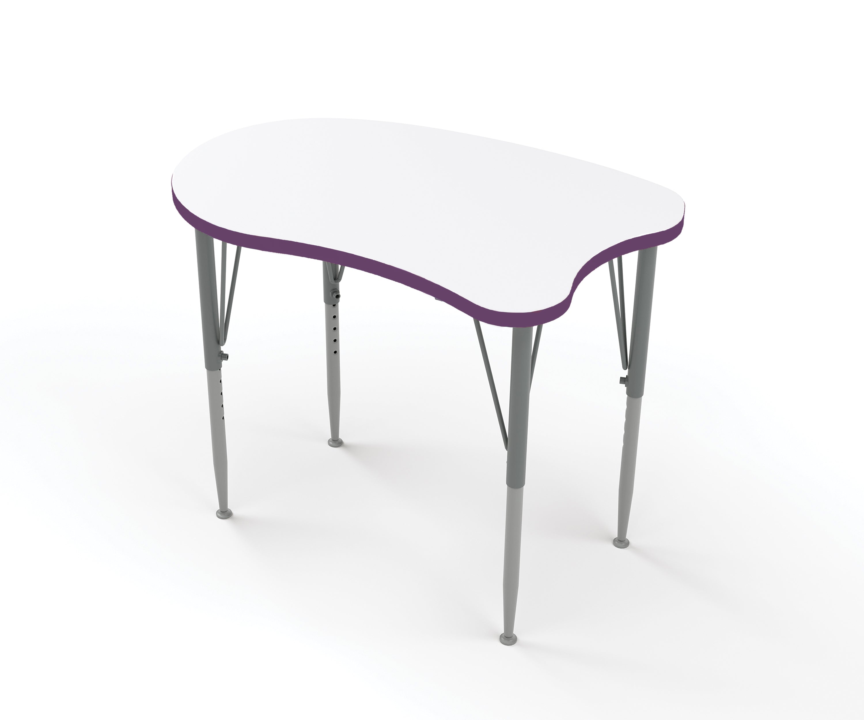 Curve Desk, Small, Short, White, Purple, 14-23"H x 31.5"W x 20"D