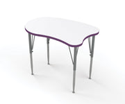 Curve Desk, Large, Short, White, Purple, 14-23"H x 38.75"W x 24"D
