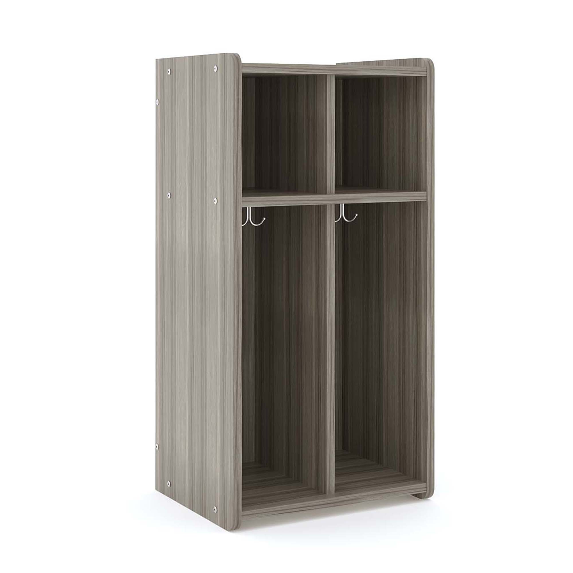 2-Section Wall Locker, Assembled, Shadow Elm Gray, 37.5"H x 19"W x 15"D