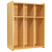 3-Section Wall Locker, Ready-To-Assemble, Maple/Maple, 37.5"H x 28"W x 15"D