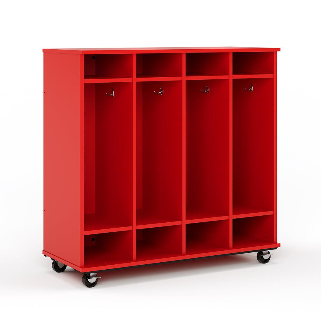 Open Mobile Locker with Shelf 48H, Red, 48"H x 48"W x 20"D