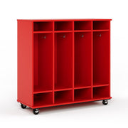 Open Mobile Locker with Shelf 48H, Red, 48"H x 48"W x 20"D