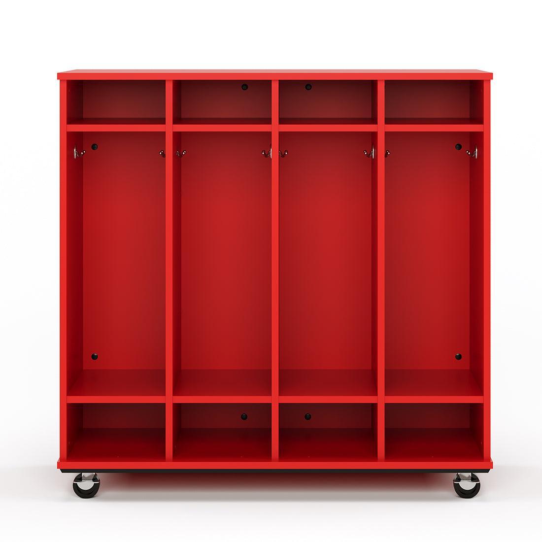 Open Mobile Locker with Shelf 48H, Red, 48"H x 48"W x 20"D
