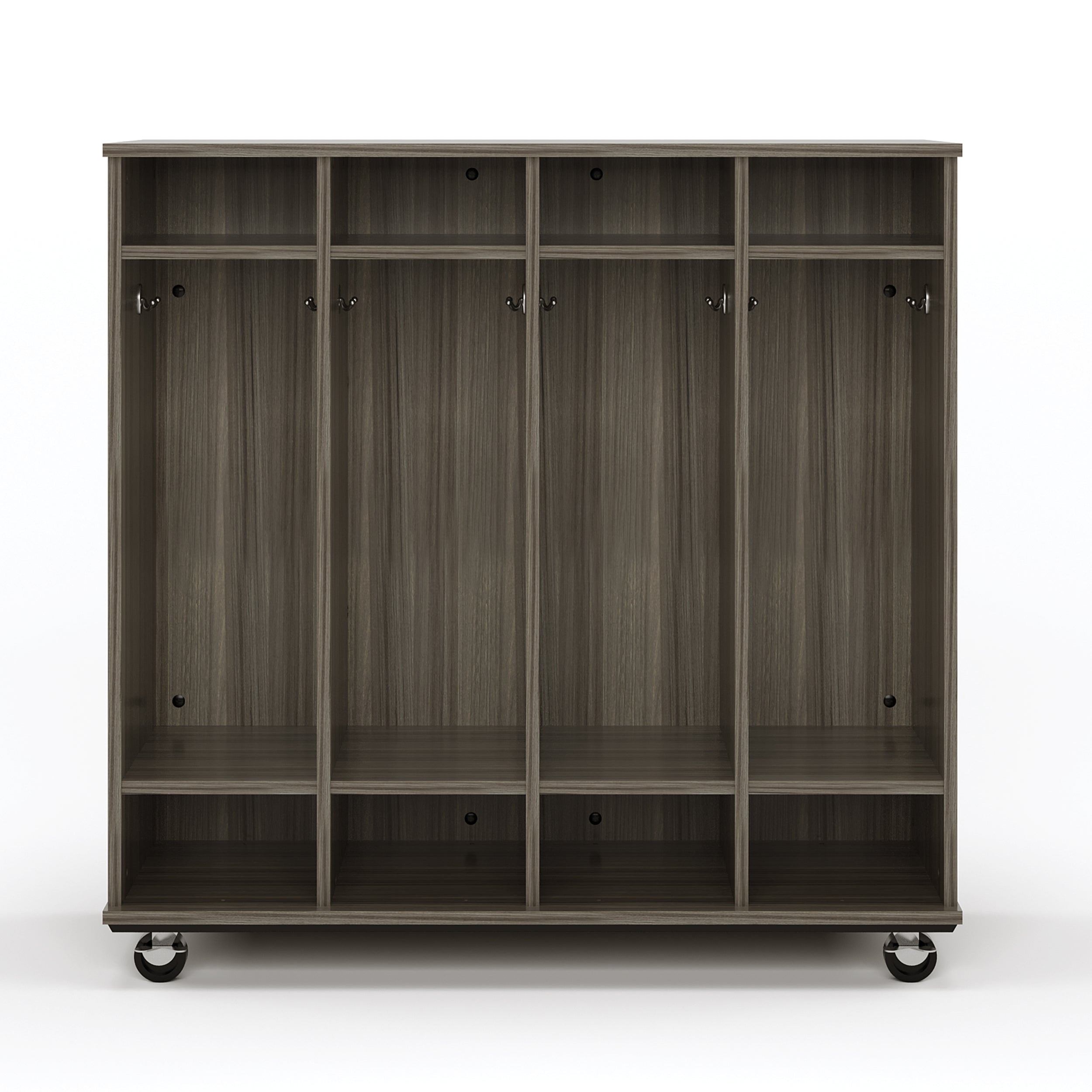Open Mobile Locker with Shelf 48H, Shadow Elm, 48"H x 48"W x 20"D