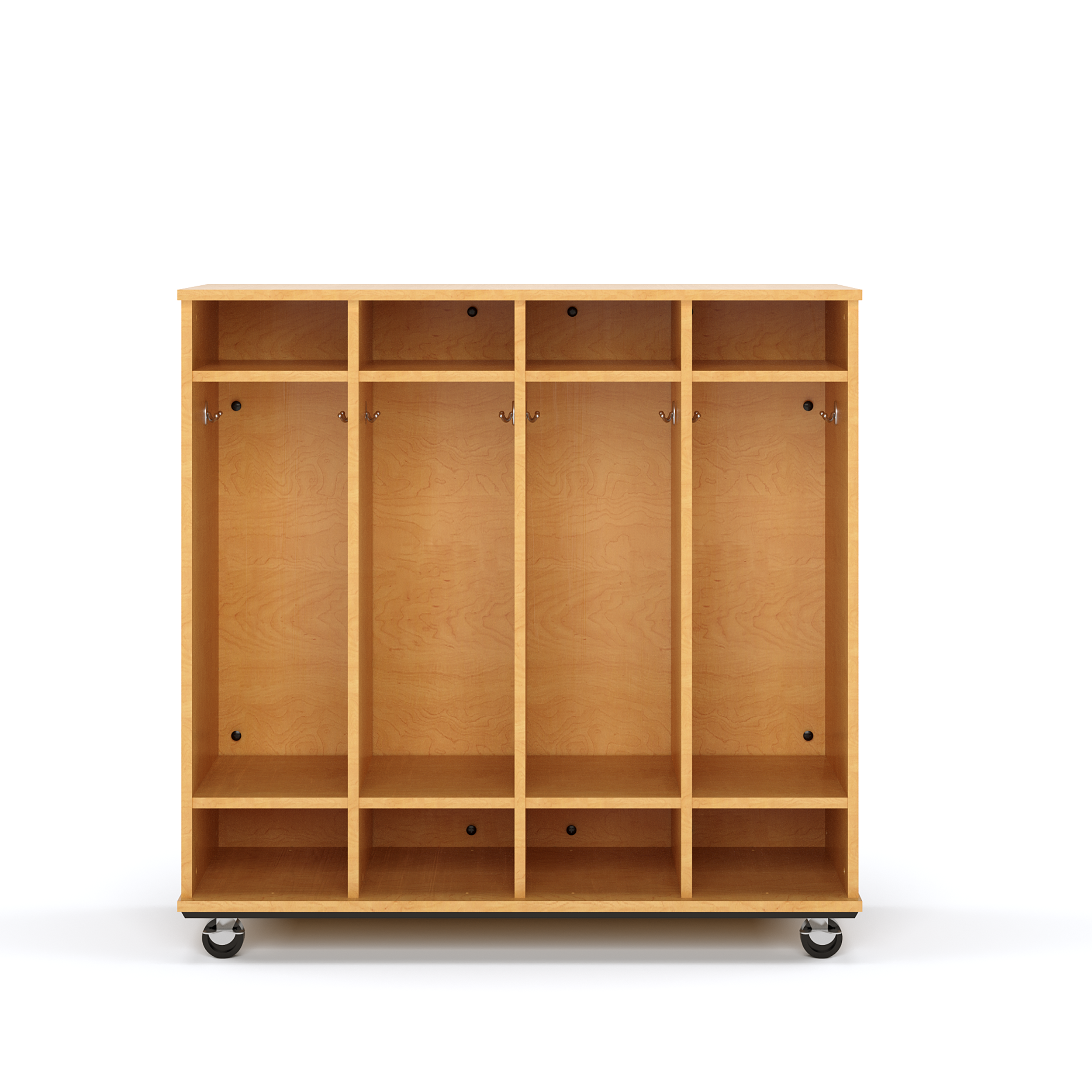 Open Mobile Locker with Shelf 48H, Maple, 48"H x 48"W x 20"D
