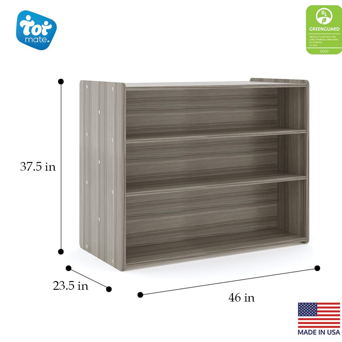 School Age Shelf Storage, Assembled, Shadow Elm Gray, 37.5"H x 46"W x 23.5"D