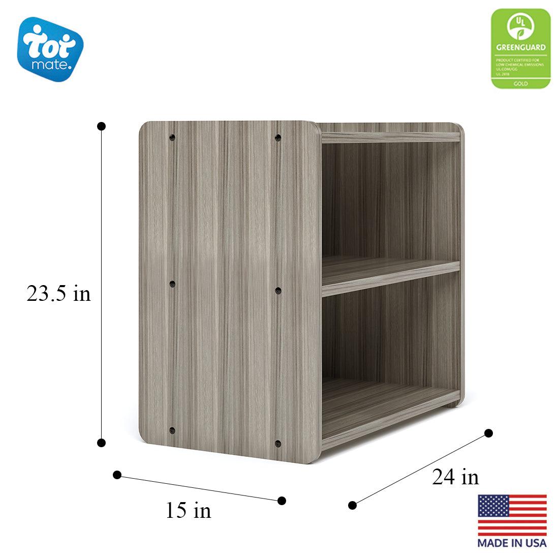 Toddler Shelf Storage, Ready-To-Assemble, Shadow Elm Gray, 23.5"H x 24"W x 15"D