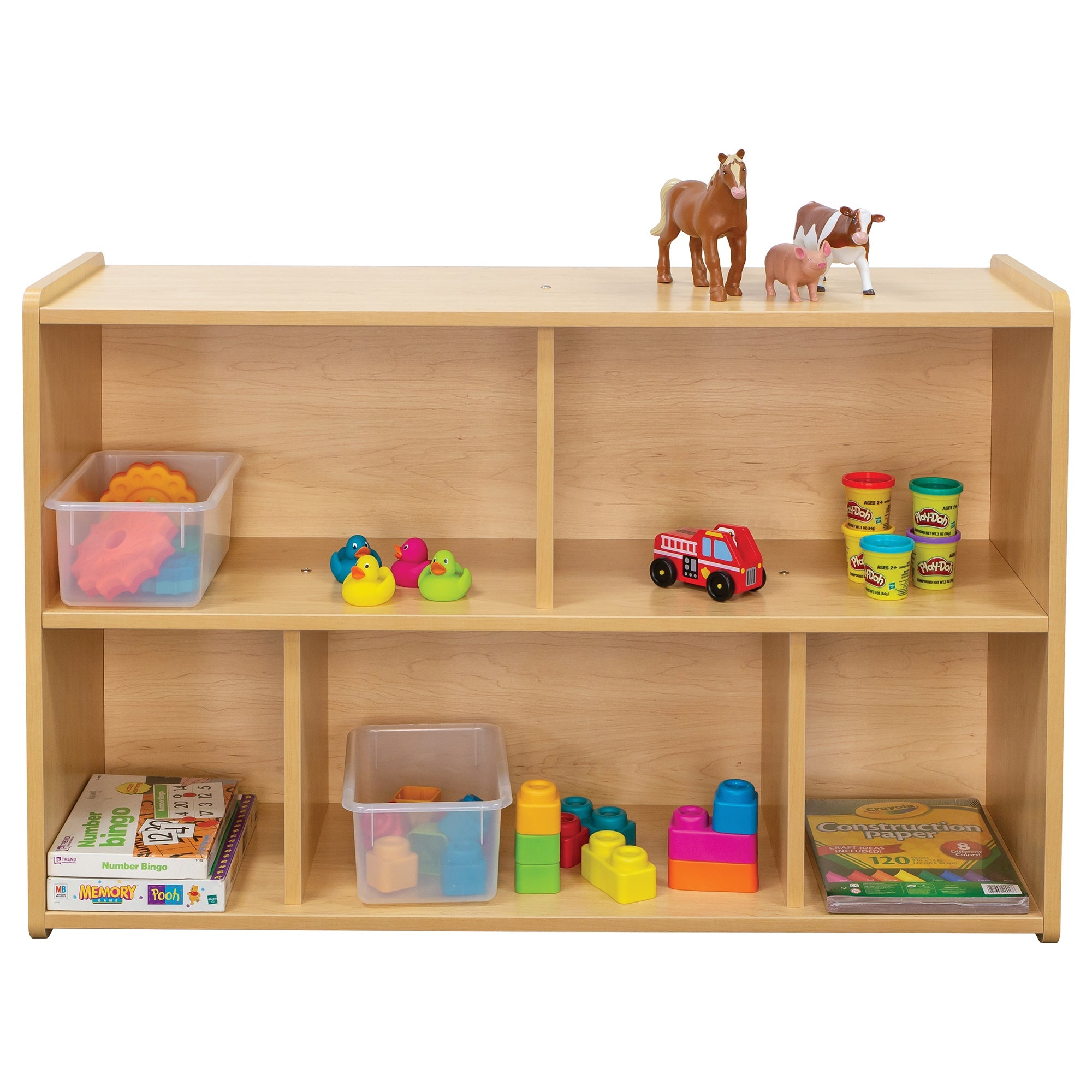 Preschool Compartment Storage, Ready-To-Assemble, Maple/Maple, 30.5"H x 46"W x 15"D
