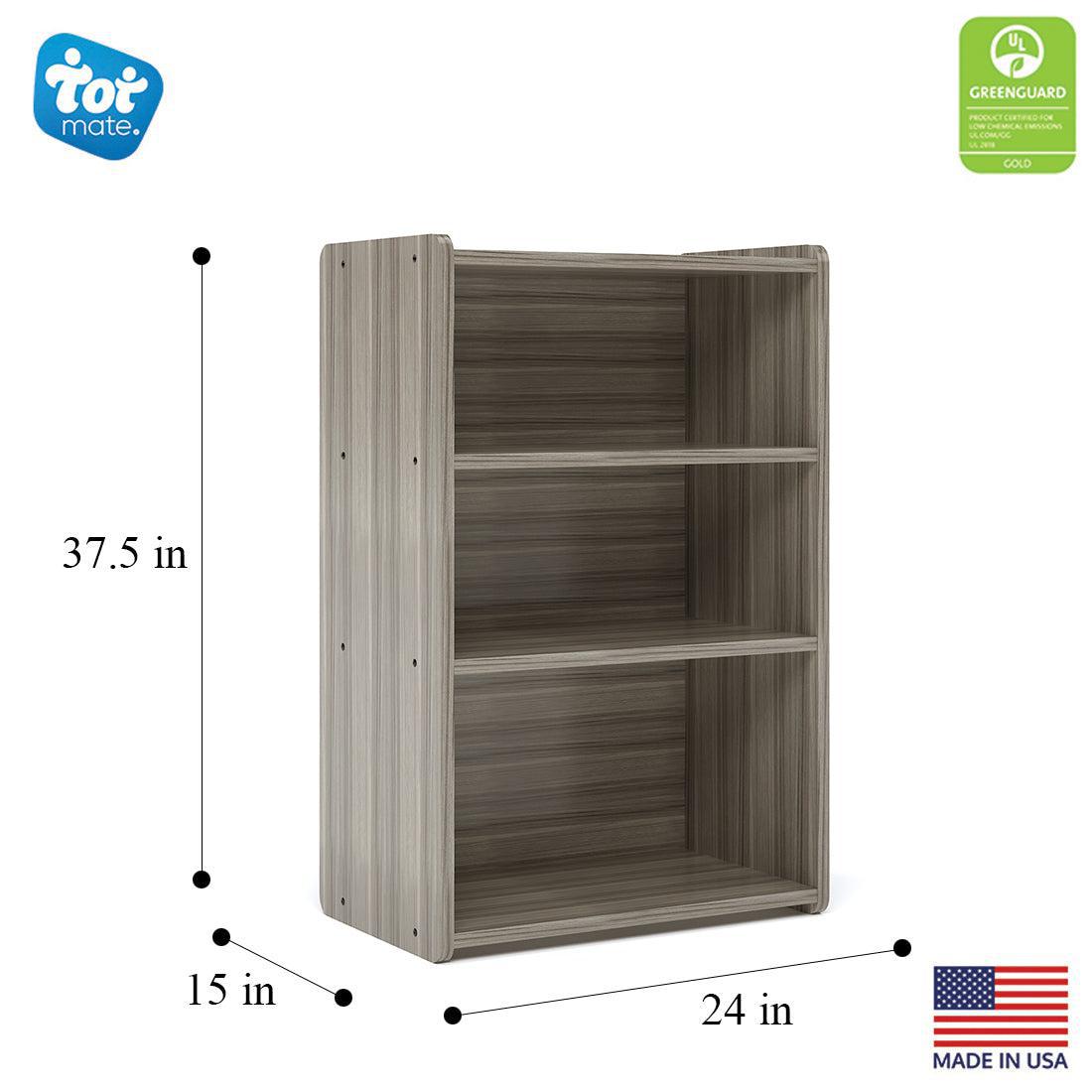 School Age Shelf Storage, Ready-To-Assemble, Shadow Elm Gray, 37.5"H x 24"W x 15"D