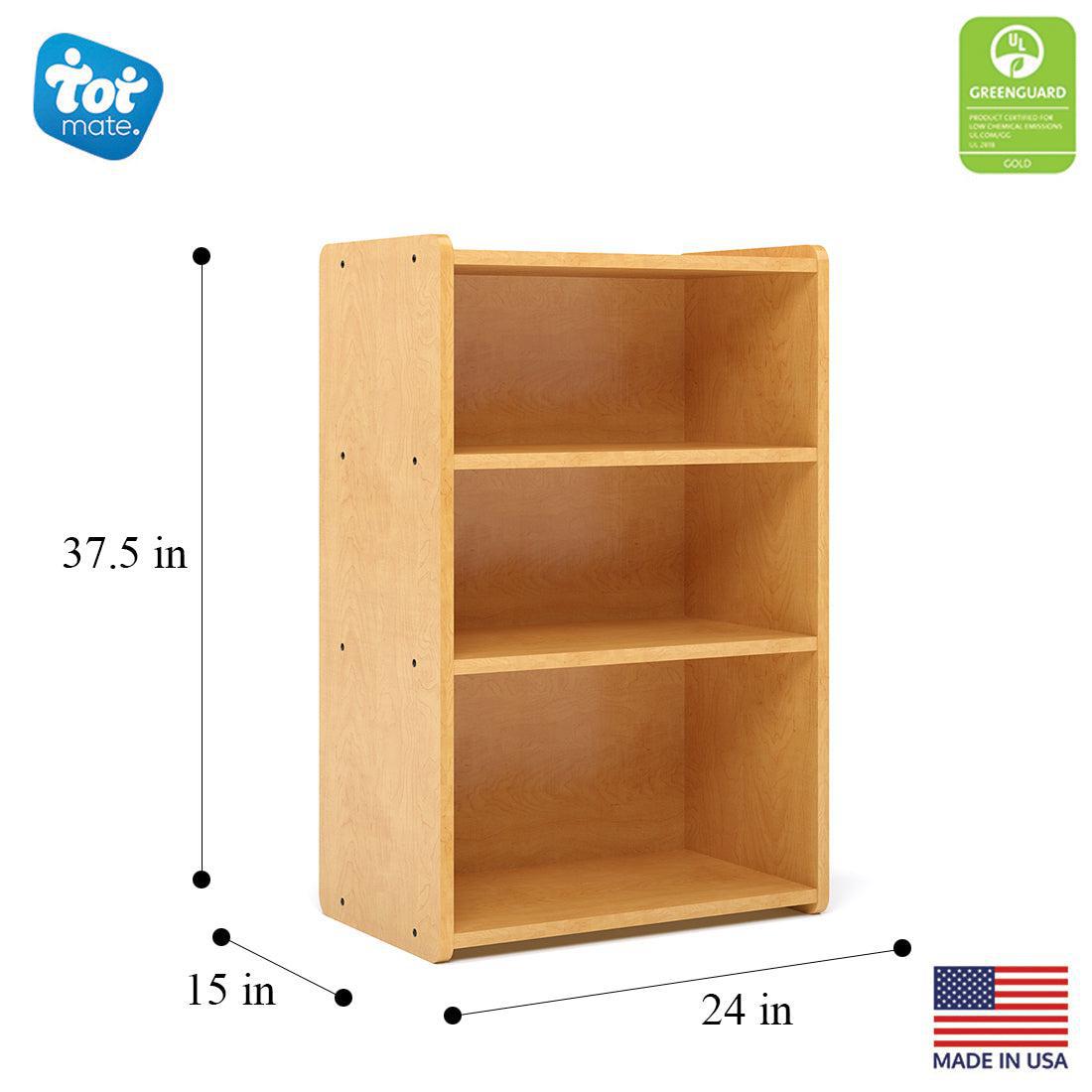 School Age Shelf Storage, Assembled, Maple/Maple, 37.5"H x 24"W x 15"D