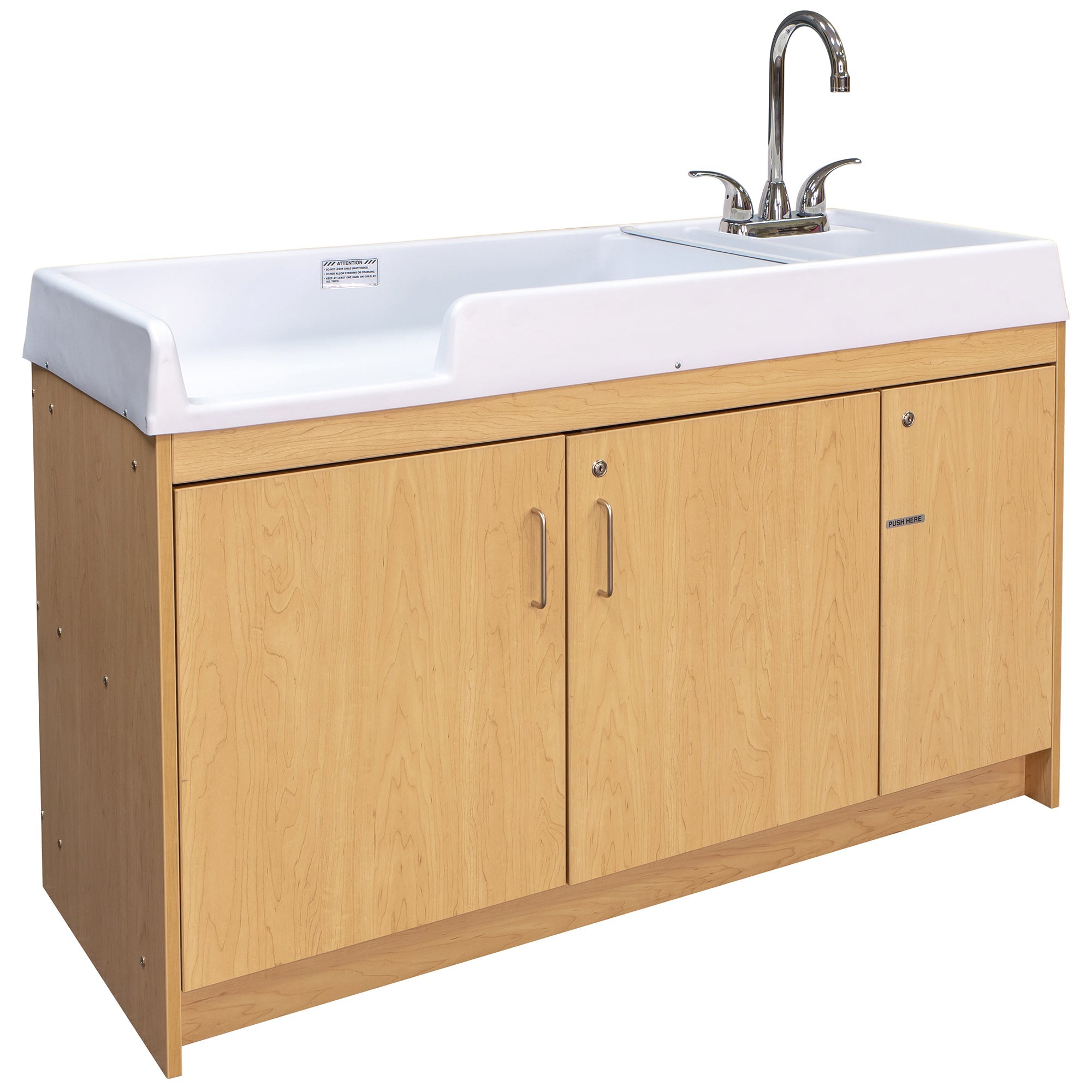 Infant Changing Table, Assembled, Maple/Maple, 37.5"H x 59.5"W x 23.5"D