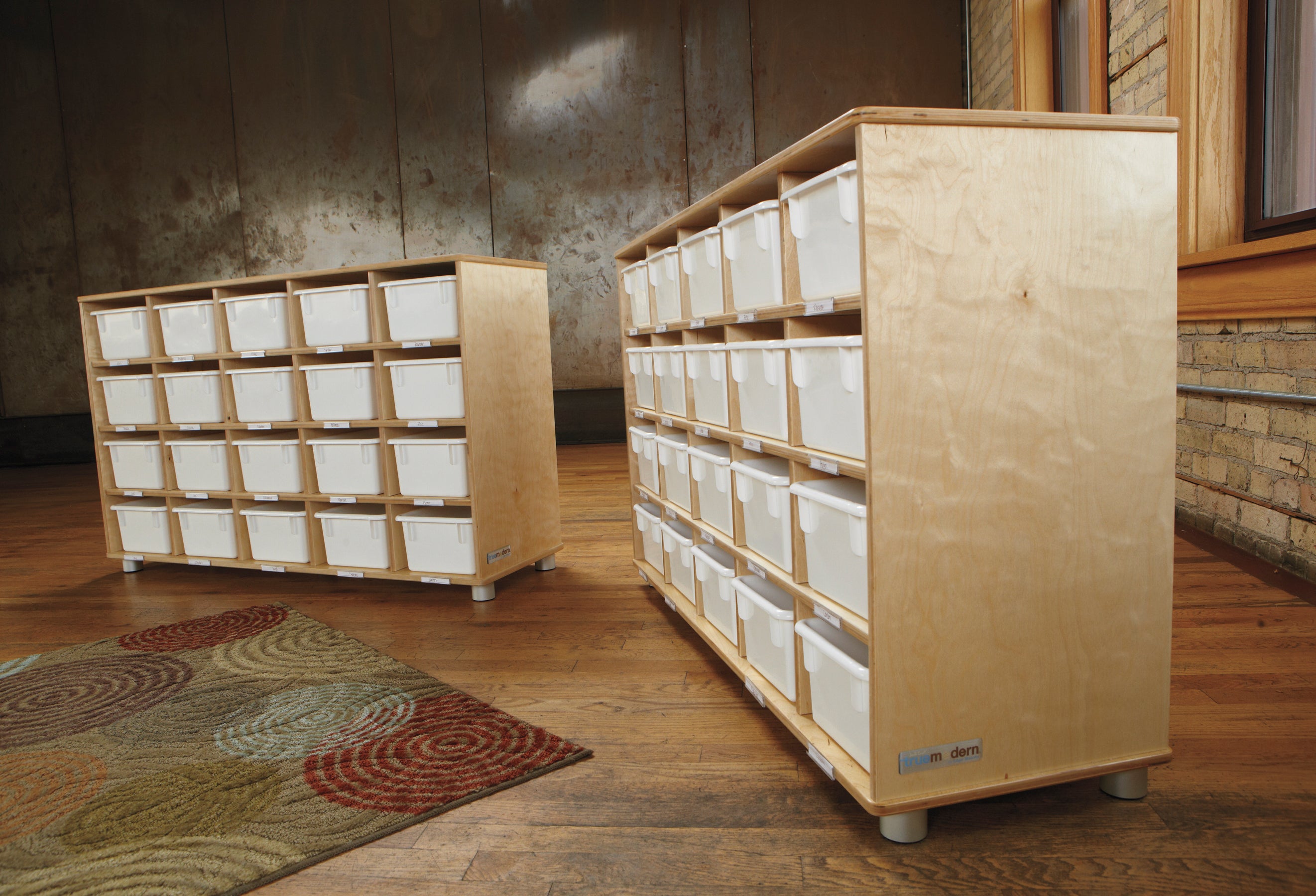 TrueModern® Twenty-Cubbie Shelf - with White Cubbie-Trays