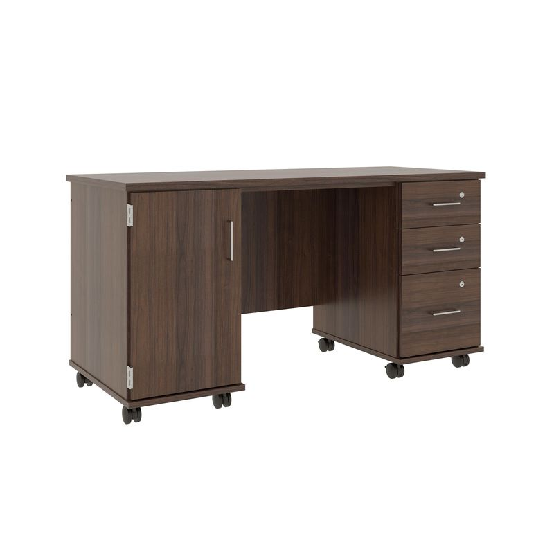 IDS Desk BBF & Storage, Sepia Walnut