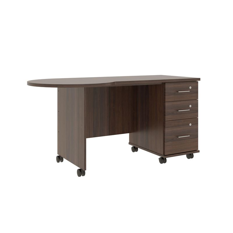 IDS Desk BBF w/Island Top, Sepia Walnut