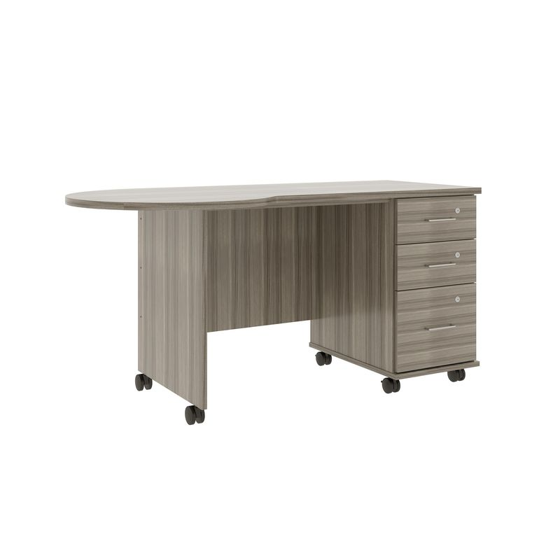 IDS Desk BBF w/Island Top, Shadow Elm