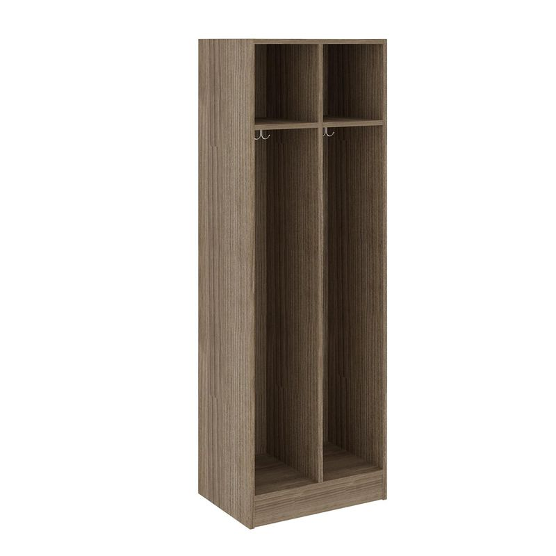 Double Wide Two Compartment, Dark Elm, 72"H x 24"W x 17"D