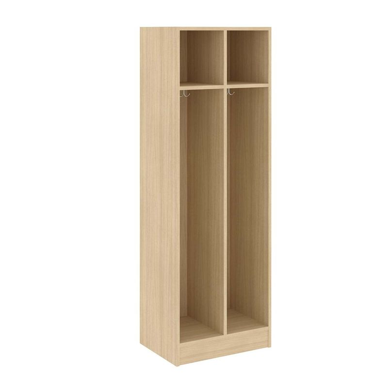 Double Wide Two Compartment, Battle Creek Oak, 72"H x 24"W x 17"D