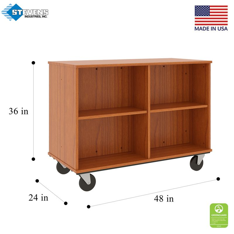 36" Tall - Open Double Sided Book Cart, Maple