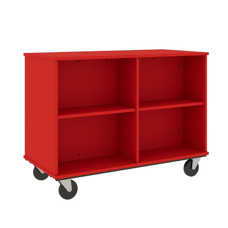 36" Tall - Open Double Sided Book Cart, Tulip Red