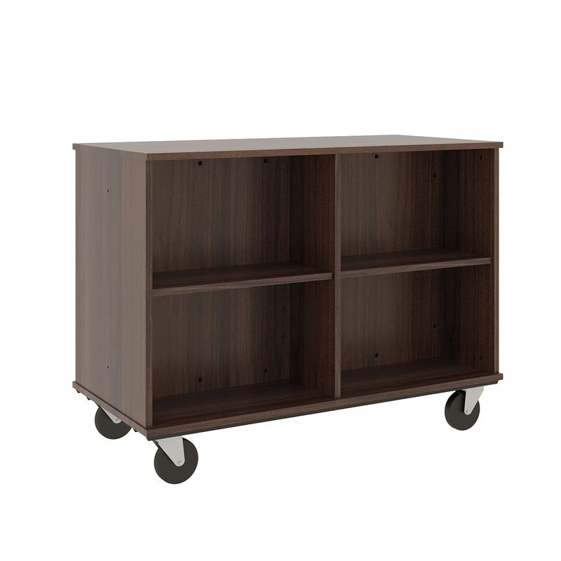36" Tall - Open Double Sided Book Cart, Sepia Walnut