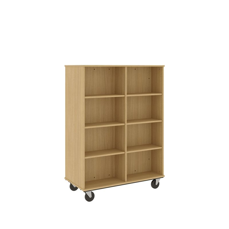 67" Tall - Open Double Sided Book Cart, Door County Oak