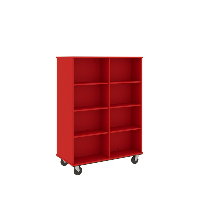 67" Tall - Open Double Sided Book Cart, Tulip Red