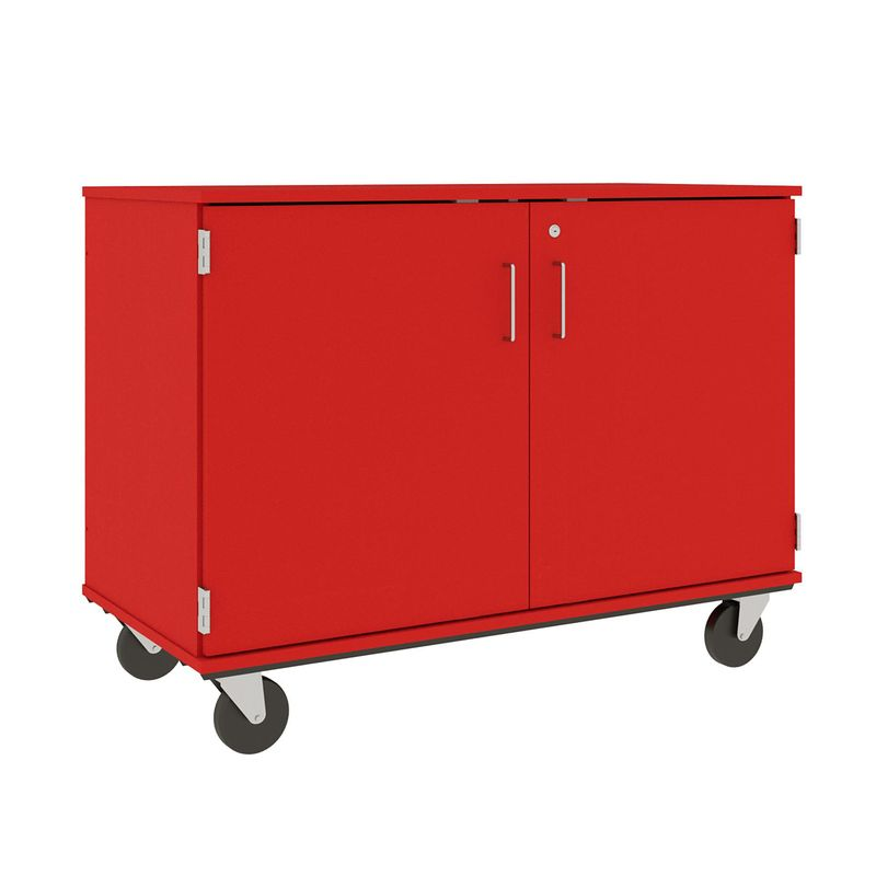 36" Tall - Closed Paper Storage w/ Lock, Tulip Red