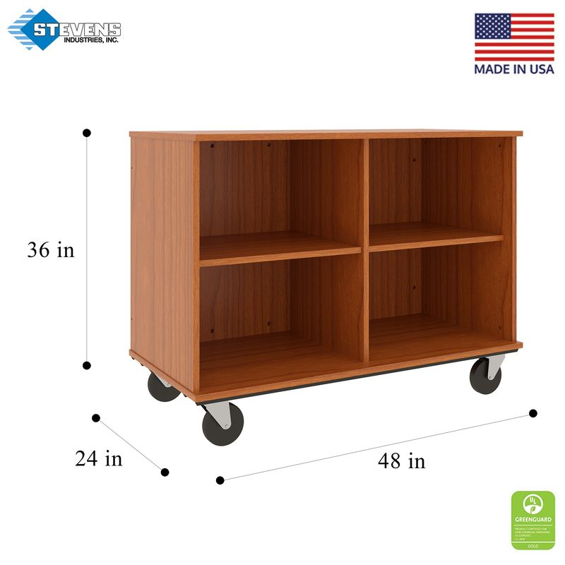 36" Tall - Open Divided Storage, Maple