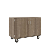 36" Tall - Closed Divided Shelf Storage w/ Lock, Dark Elm