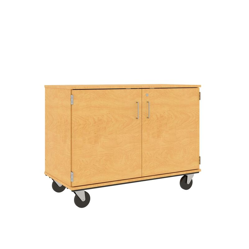 36" Tall - Closed Divided Shelf Storage w/ Lock, Maple
