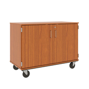 36" Tall - Closed Divided Shelf Storage w/ Lock, Cherry