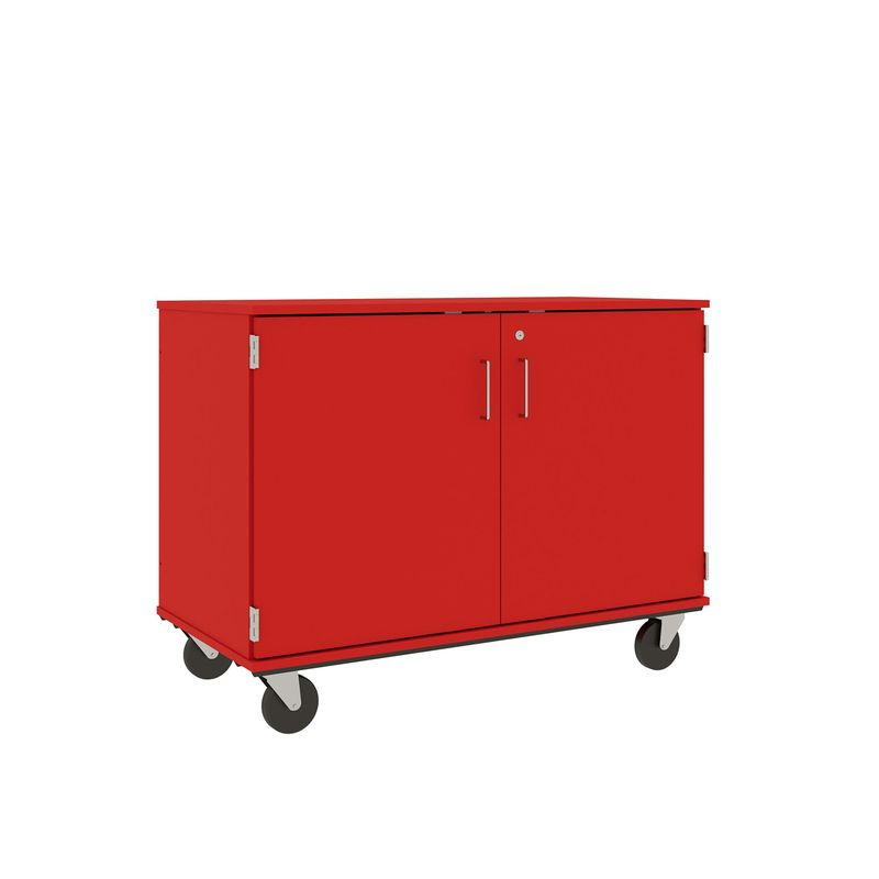 36" Tall - Closed Divided Shelf Storage w/ Lock, Tulip Red
