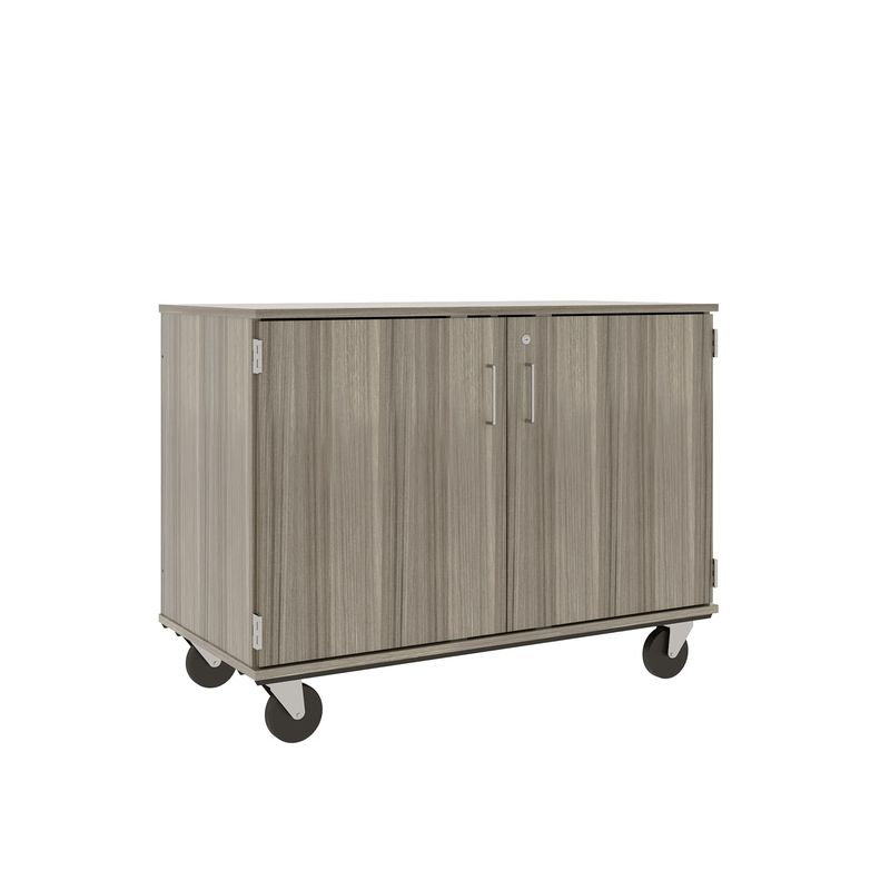 36" Tall - Closed Divided Shelf Storage w/ Lock, Shadow Elm