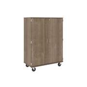 67" Tall - Closed Divided Shelf Storage w/ Lock, Dark Elm