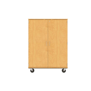 67" Tall - Closed Divided Shelf Storage w/ Lock, Maple