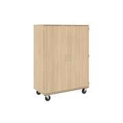 67" Tall - Closed Divided Shelf Storage w/ Lock, Battle Creek Oak