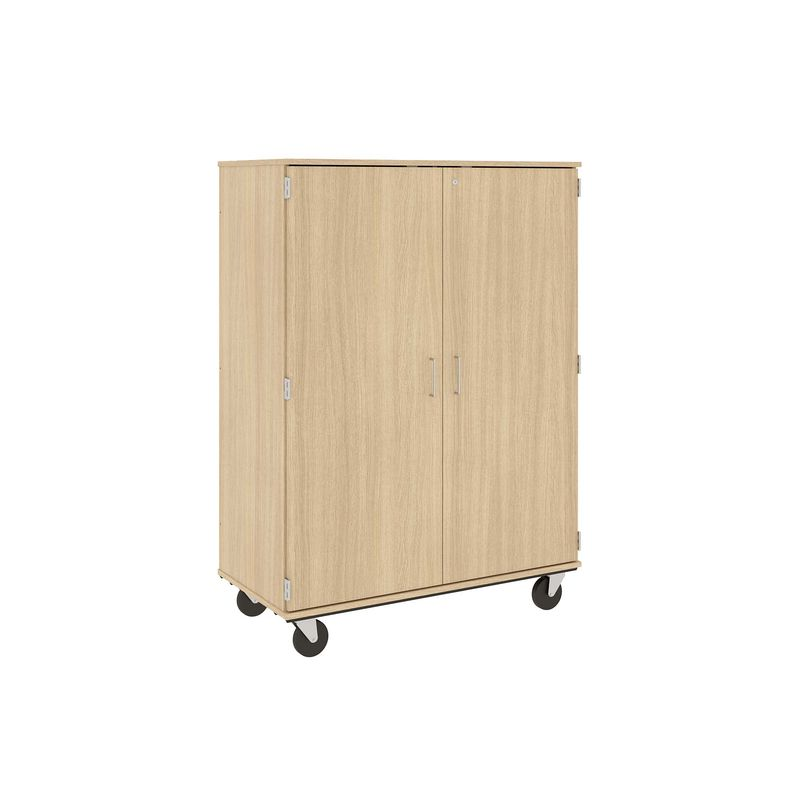 67" Tall - Closed Divided Shelf Storage w/ Lock, Battle Creek Oak