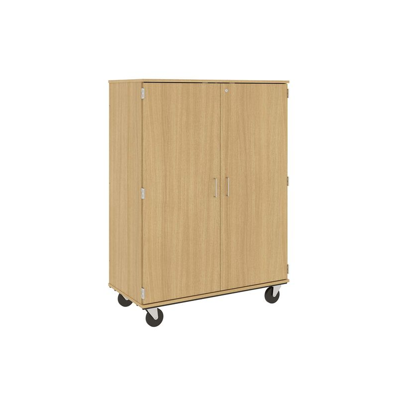 67" Tall - Closed Divided Shelf Storage w/ Lock, Door County Oak