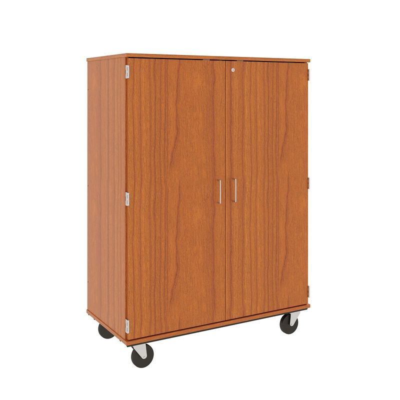 67" Tall - Closed Divided Shelf Storage w/ Lock, Cherry