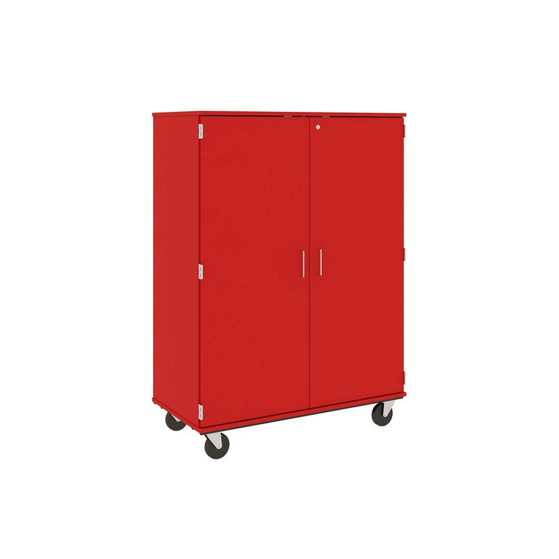 67" Tall - Closed Divided Shelf Storage w/ Lock, Tulip Red