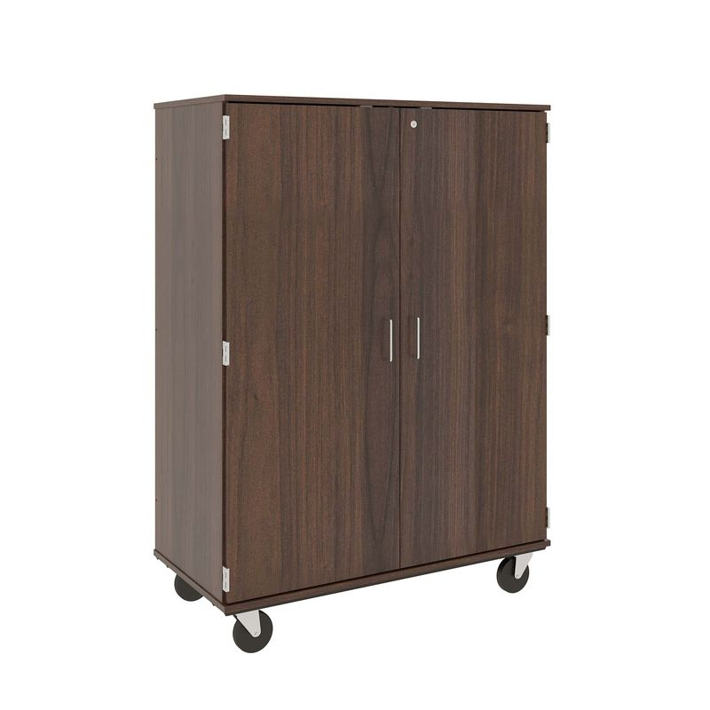 67" Tall - Closed Divided Shelf Storage w/ Lock, Sepia Walnut