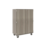 67" Tall - Closed Divided Shelf Storage w/ Lock, Shadow Elm