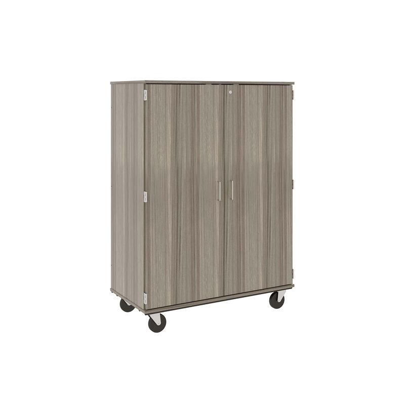 67" Tall - Closed Divided Shelf Storage w/ Lock, Shadow Elm