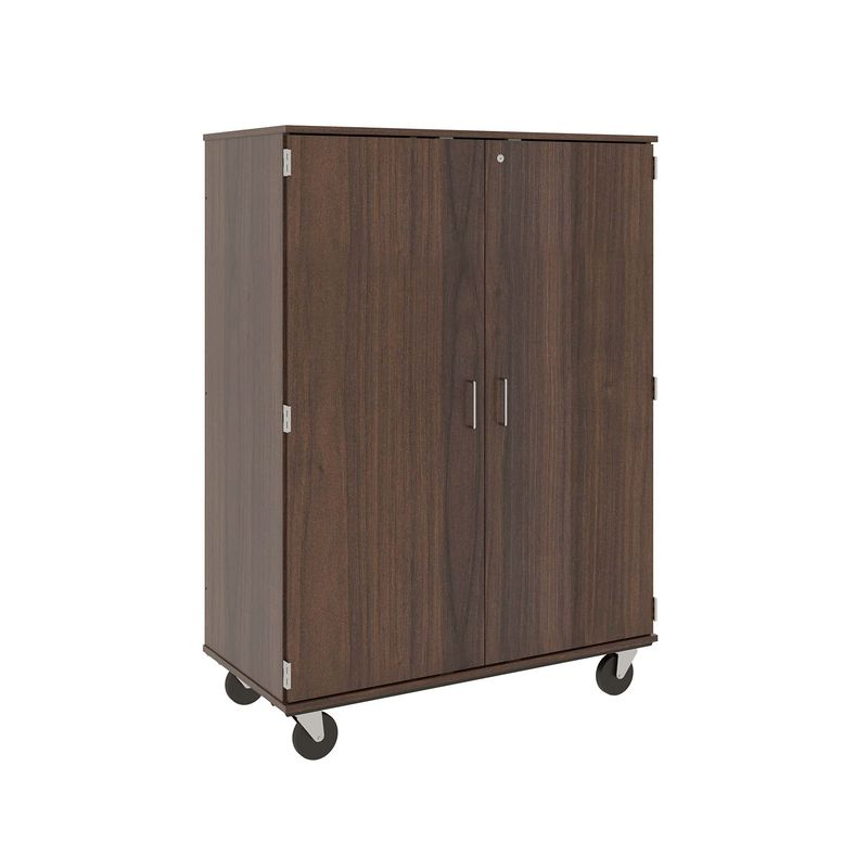 67" Tall - Closed Shelf Storage w/ Lock, Sepia Walnut